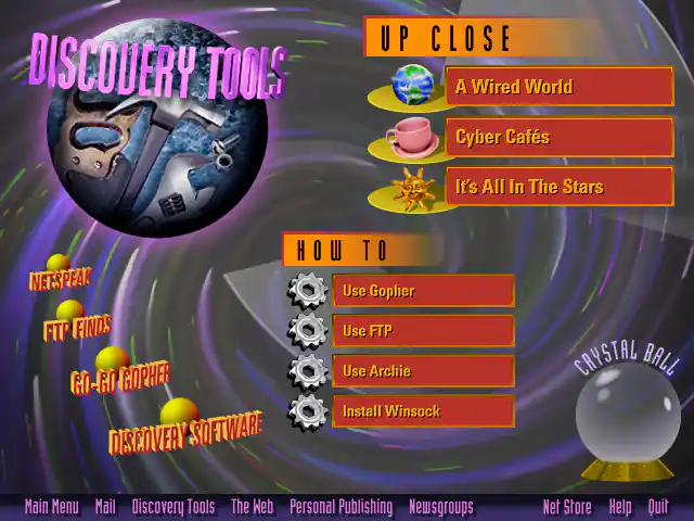 AOL Internet Adventure CD-ROM discovery-tools Section Screen Design
