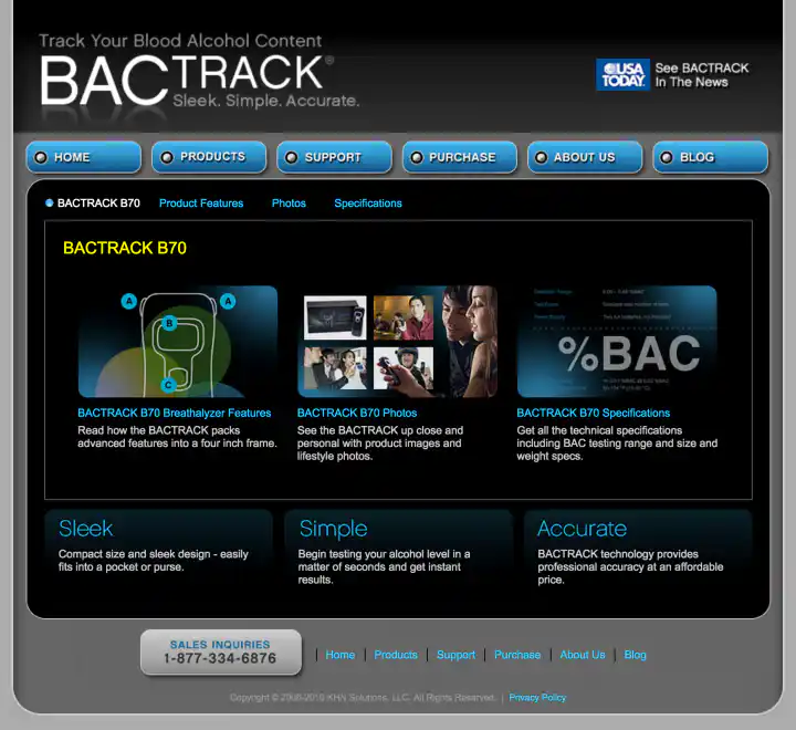 BACtrack Breathalyzers B70 Product Page