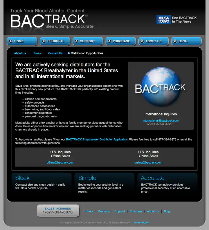 BACtrack Breathalyzers Distribution Opportunities Page