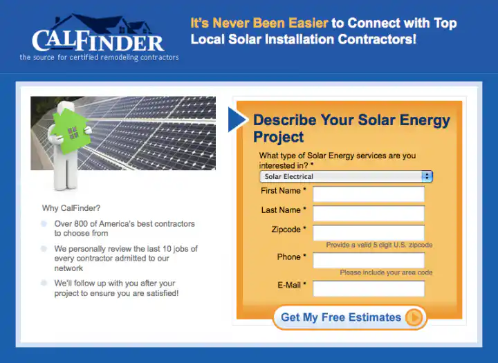 Solar Panel Contractors Landing Page Design
