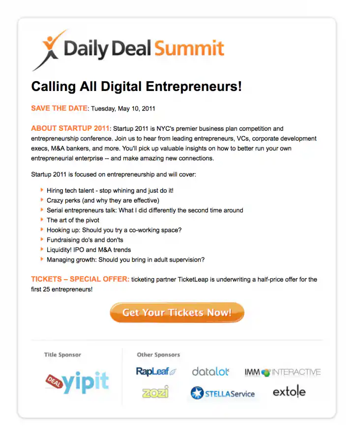 Daily Deal Summit Save The Date Email 2010