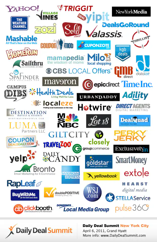 image showing logos for various daily deal summit conference attendess
