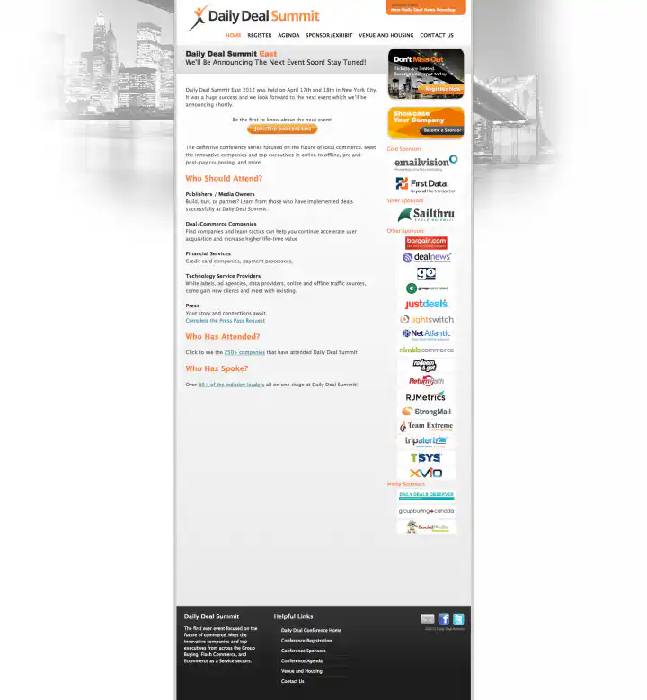 Daily Deal Summit East Web Site Homepage