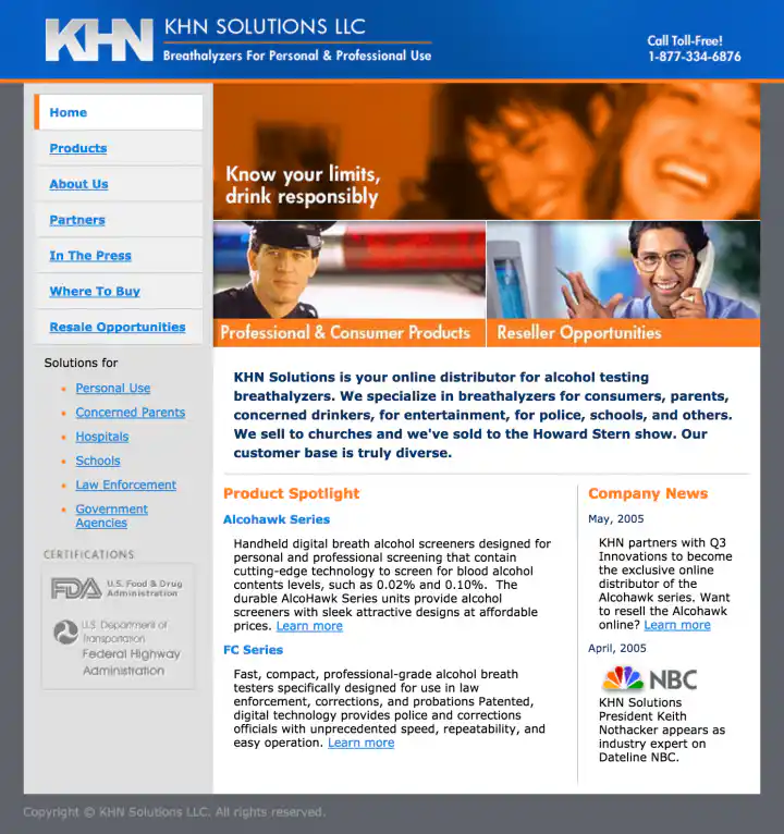 KHN Solutions Website Design - Homepage