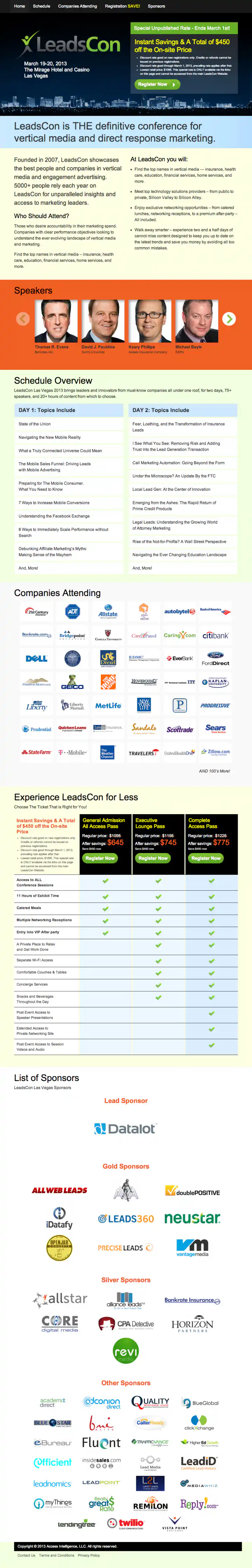 LeadsCon Landing Page Creator - Las Vegas Event Example