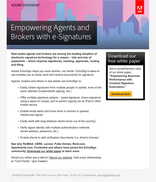 Adobe EchoSign Real Estate Agents and Brokers Campaign