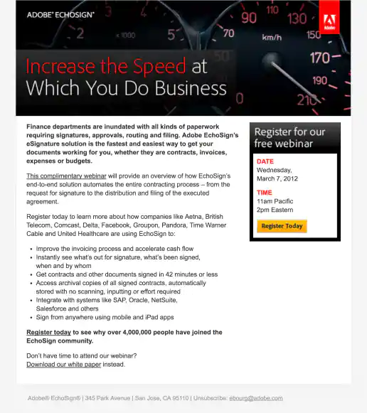 Adobe EchoSign “Increase The Speed” Campaign