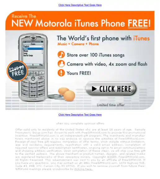Adteractive “NEW Motorola iTunes Phone FREE!” Campaign