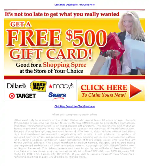 Adteractive Post Holiday Shopping Spree “Free $500 Gift Card” Campaign