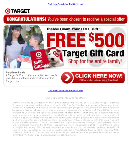 Adteractive “Free $500 Target Gift Card” Campaign
