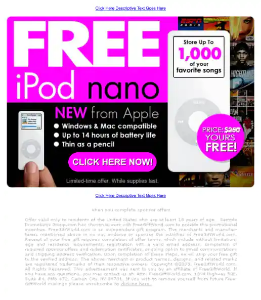 Adteractive “Free Apple iPod nano” Campaign