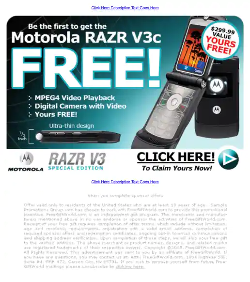 Adteractive “Be The First To Get The Motorola RAZR V3c Free!” Campaign