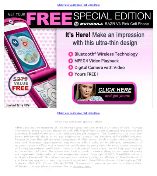 Adteractive “Free Special Edition Pink Motorola RAZR Phone” Campaign
