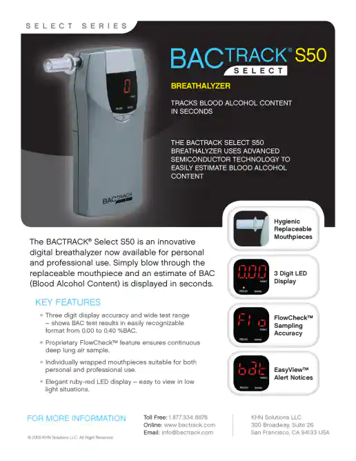 BACtrack Select S50 Marketing Sheet