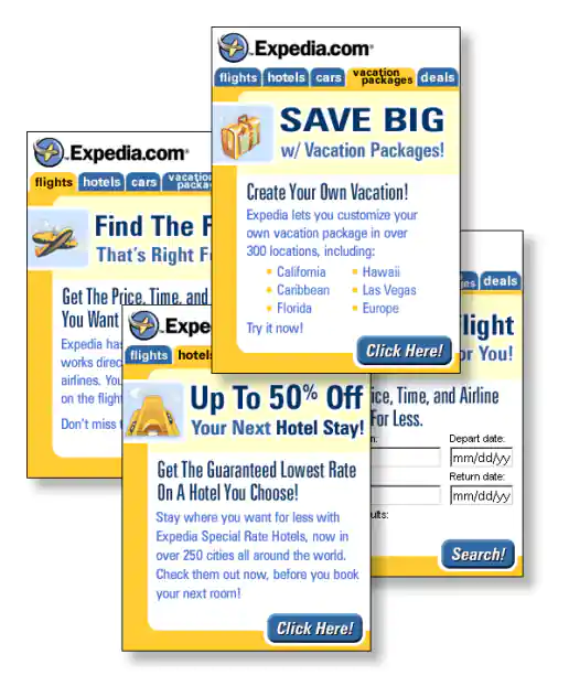 Expedia Popup Ads – 4 Examples