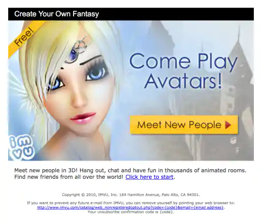 “Come Play Avatars” Email Design