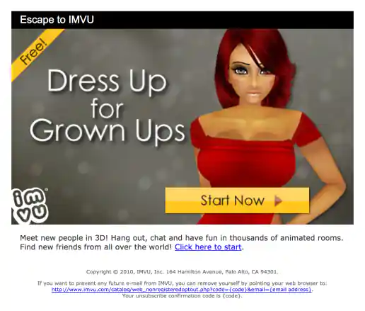 “Dress Up for Grown Ups” Email Design
