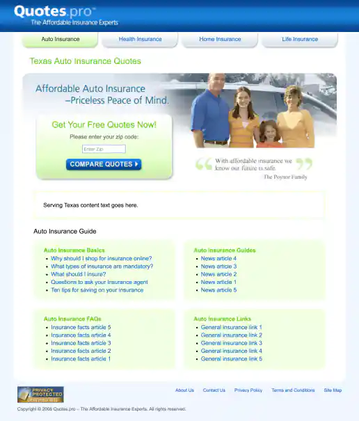 Texas Auto Insurance Landing Page Design project image