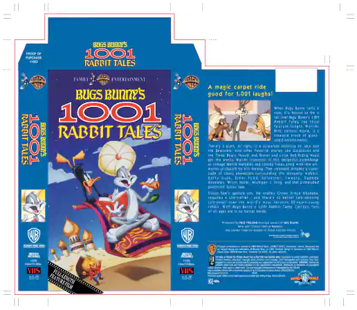 Warner Home Video Looney Tunes Bugs Bunny’s 1001 Rabbit Tales VHS Jacket