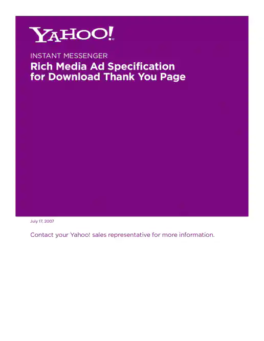 Yahoo! Rich Media Ad Specifications for Instant Messenger “Thank You” Page