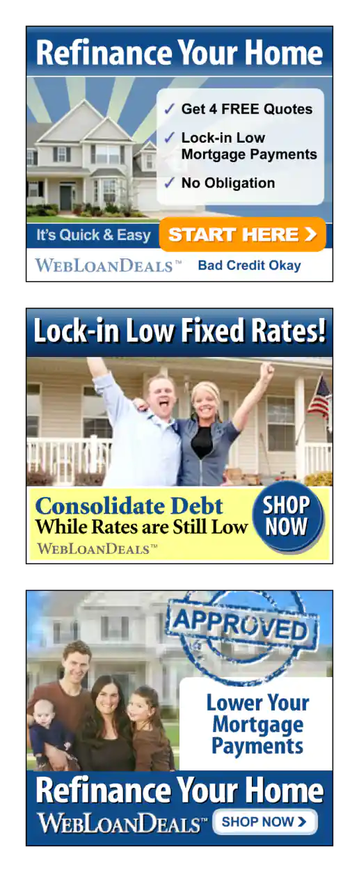 Yahoo! WebLoanDeals.com “Nice” Less Aggressive Home Refi Banner Ads