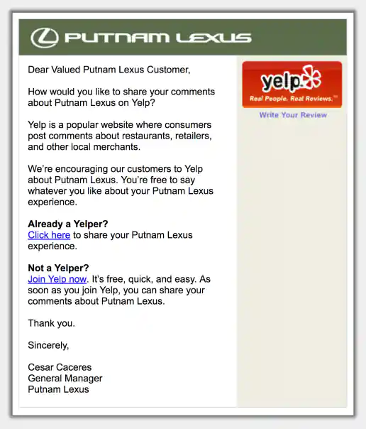 Example for Customers of Putnam Lexus