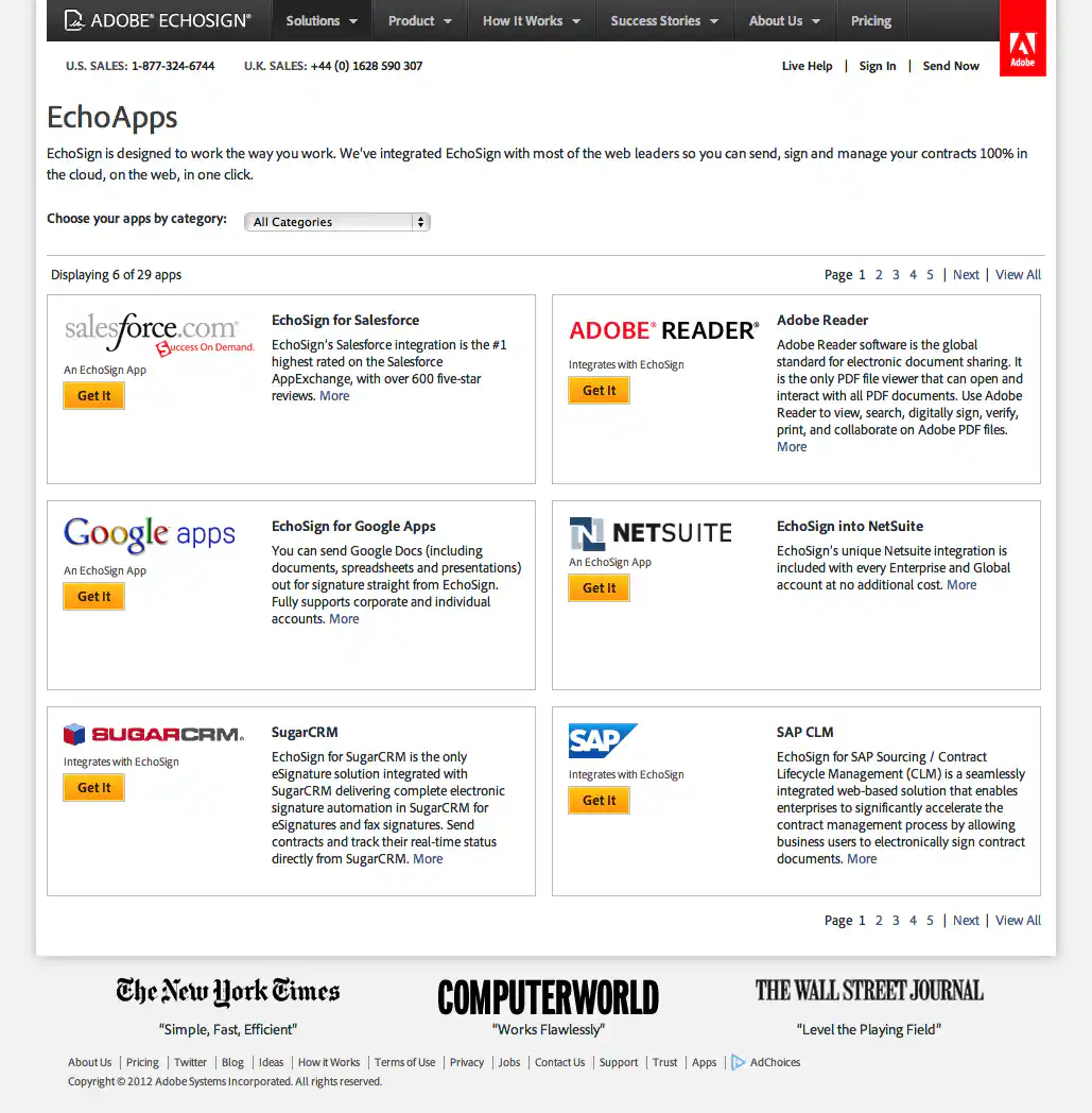 screenshot of redesigned EchoApps page