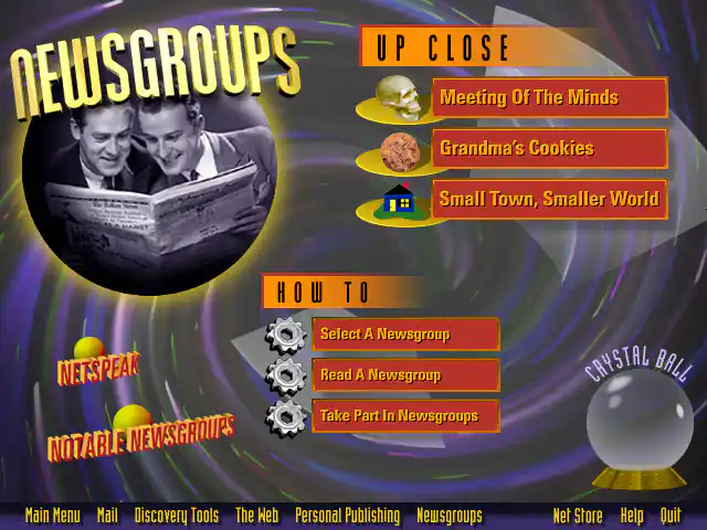 AOL Internet Adventure cCD-ROM Newsgroups Section Screen Design