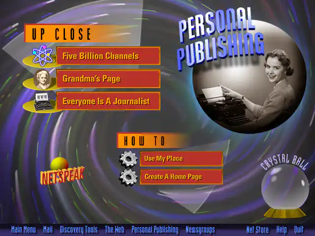 AOL Internet Adventure CD-ROM personal-publishing Section Screen Design