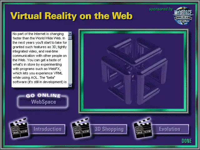 AOL Internet Adventure CD-ROM virtual-reality-on-the-web Section Screen Design