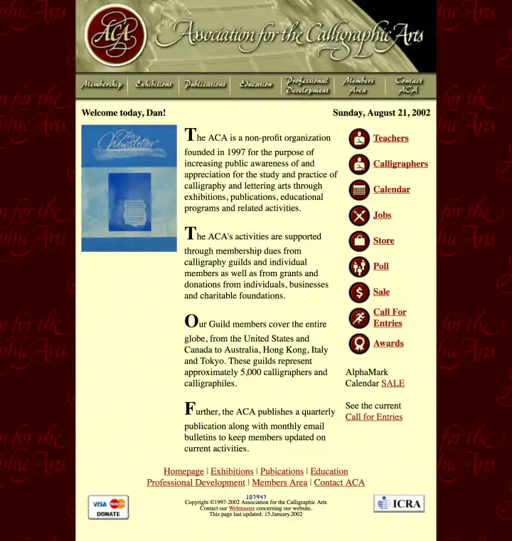 Association for the Calligraphic Arts Website Redesign