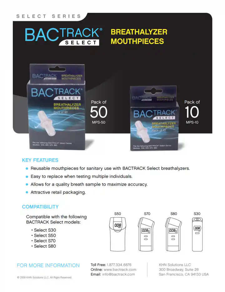 BACtrack Breathalyzer Mouthpiece Marketing Sheet for Retailers
