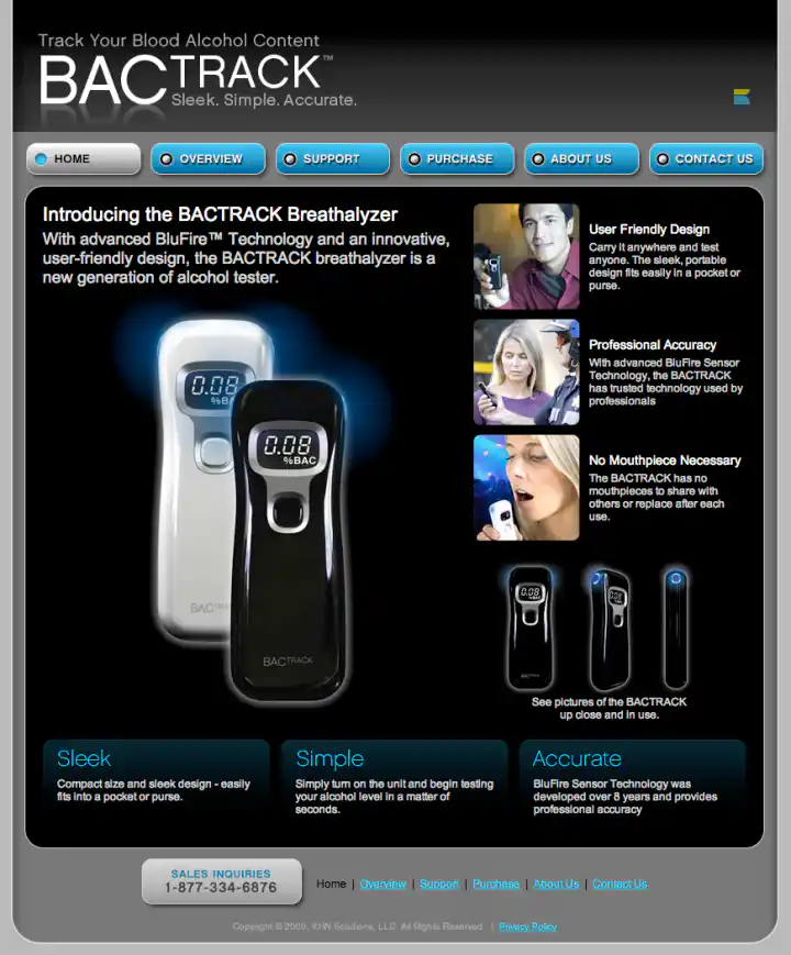 BACtrack Breathalyzers Homepage Design 2006