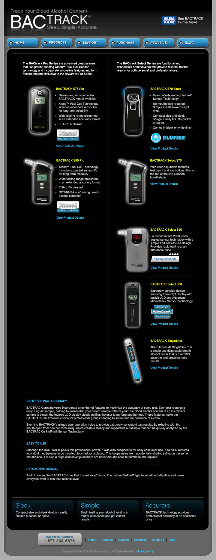 BACtrack Breathalyzers Products Page
