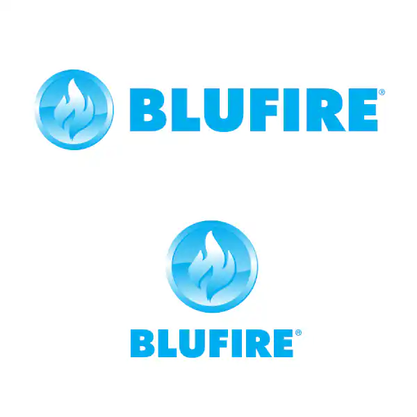 BLUFIRE Logo Design on White Background