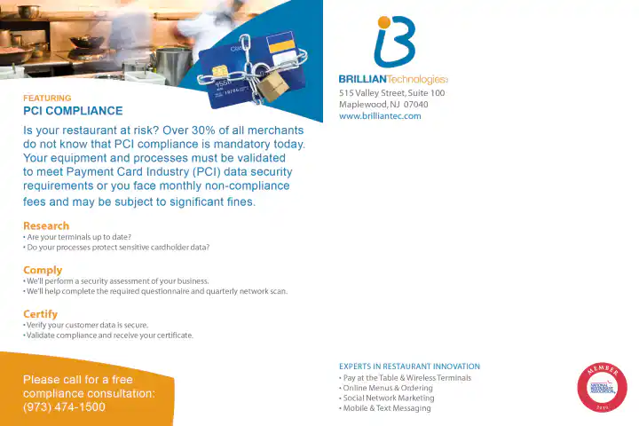 Brillian "PCI Compliance" Postcard Mailer Back
