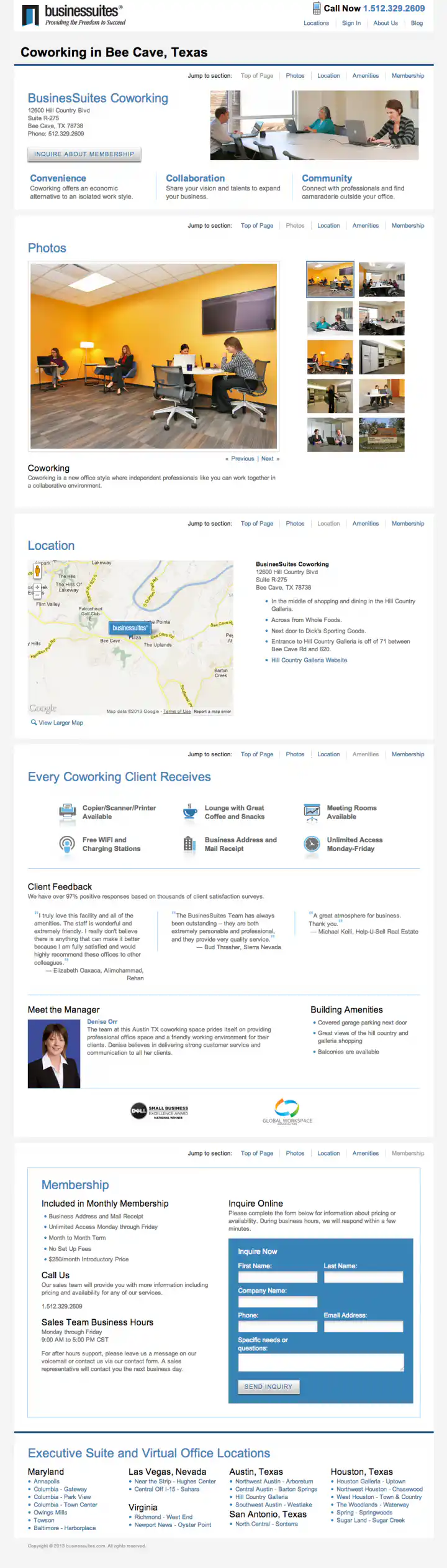 BusinesSuites Coworking Example Page
