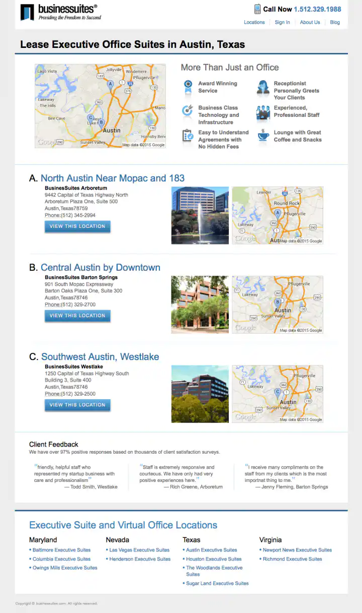 BusinesSuites Market or Region Page - Example 2
