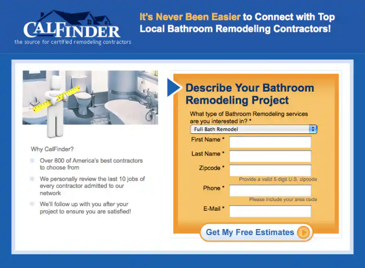 Bathroom Remodeling Contractors Landing Page Design