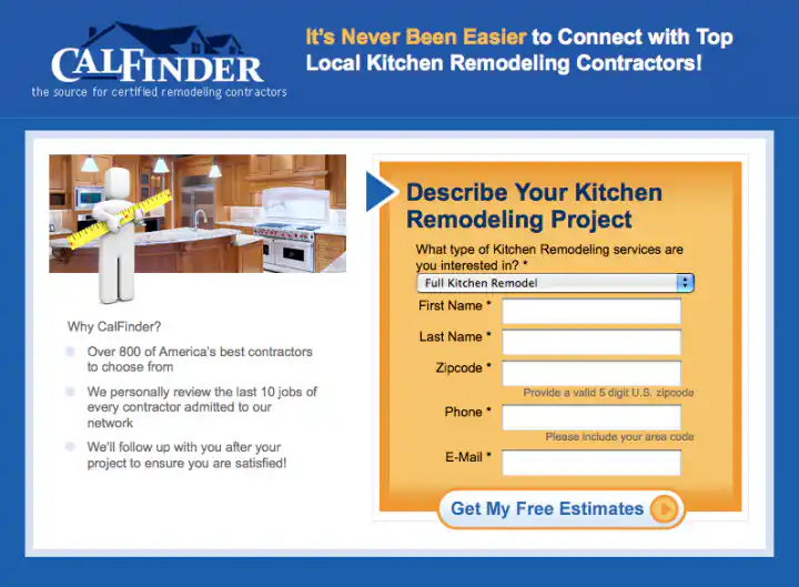 Kitchen Remodeling Contractors Landing Page Design
