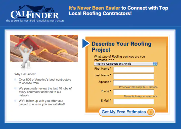 Roofing Contractors Landing Page Design