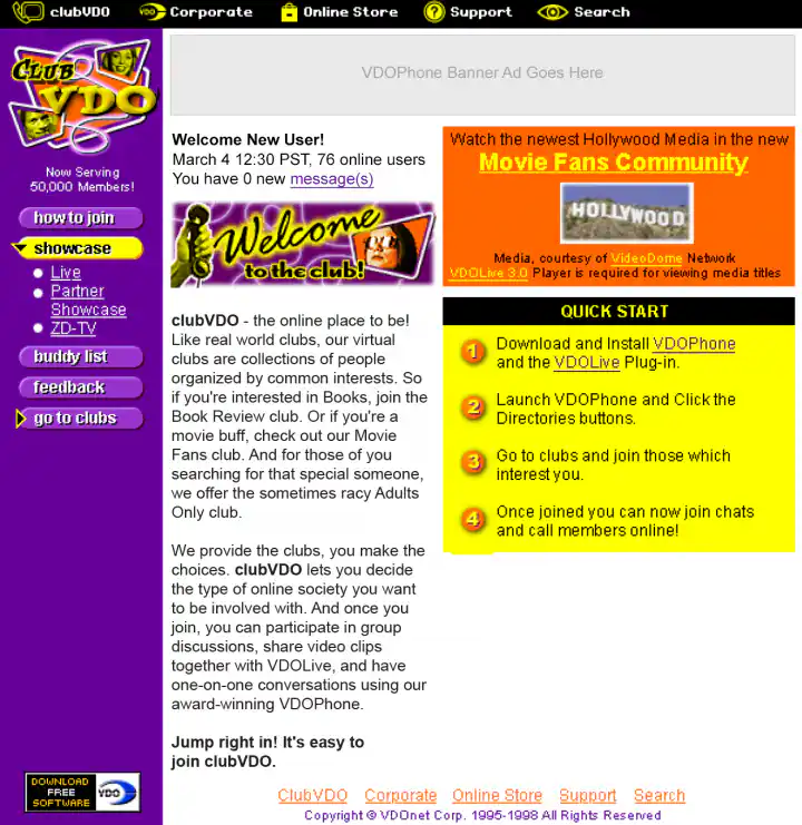 ClubVDO Website Design Homepage New User Experience