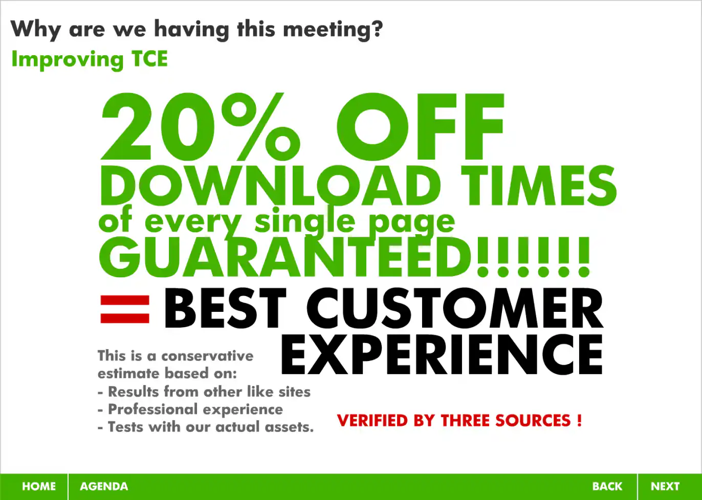 Slide 08: Improving Total Customer Experience TCE By Lowering Page Download Times