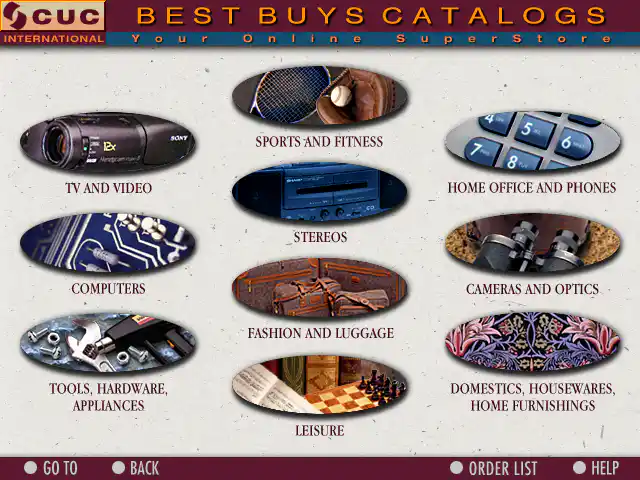 CUC Best Buys Online SuperStore CD-ROM Interface 020 Catalogs Screen