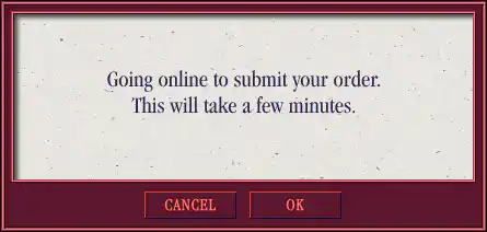 Going Online To Submit Order Modal Overlay