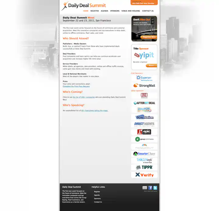 Daily Deal Summit West Web Site Homepage