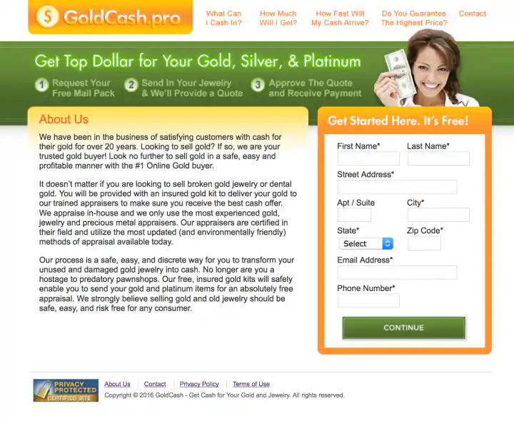GoldCash.pro Website Design About Us Page