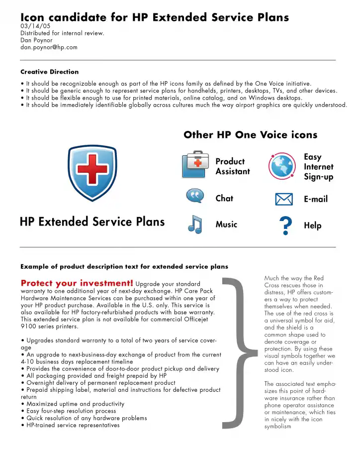 HP Extended Service Plans (ESP) Icon Candidate Proposal