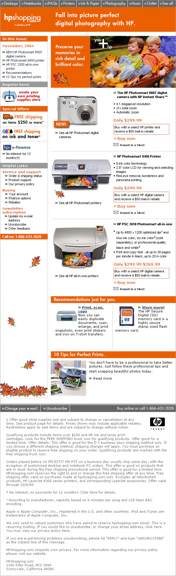 hp-fall-themed-shopping-email-newsletter