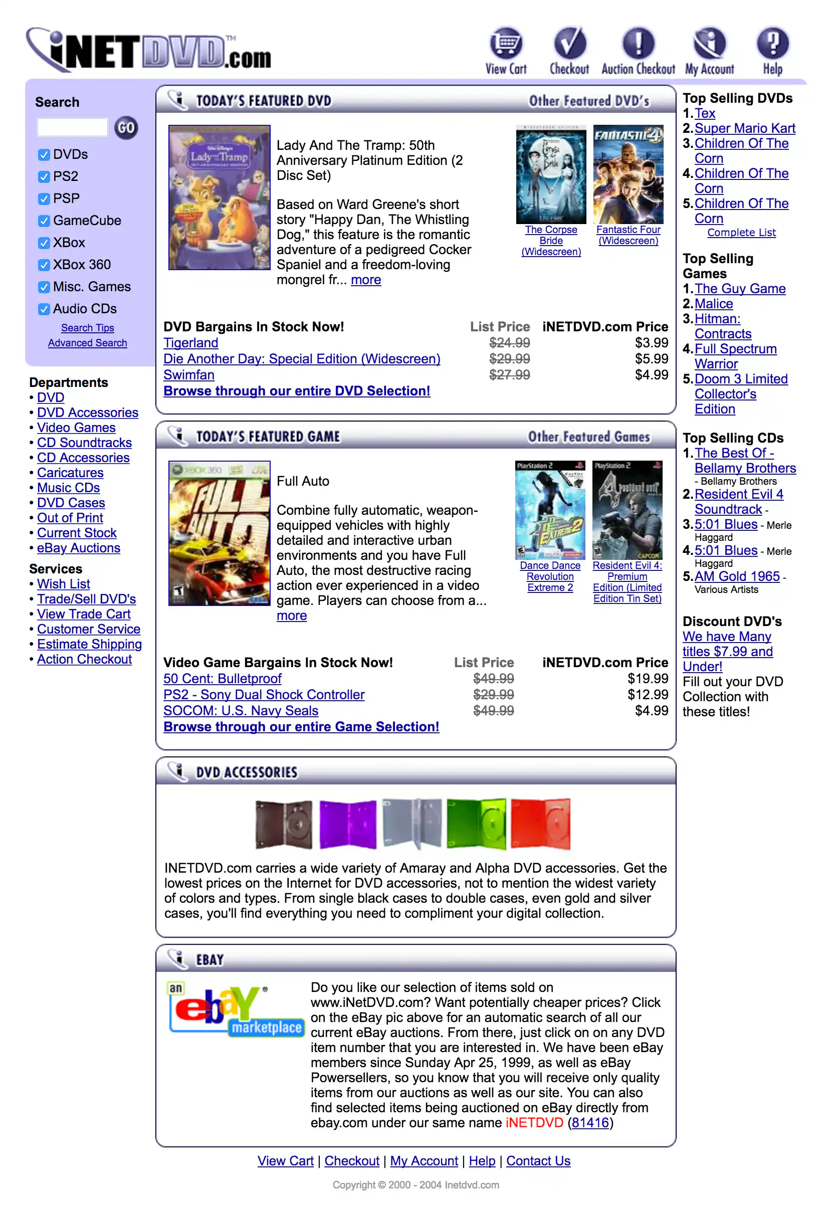 iNetDVD.com Website Homepage Design 2003